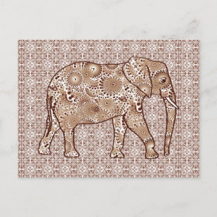 Postal elefante de remolino fractal - marrón y taupe