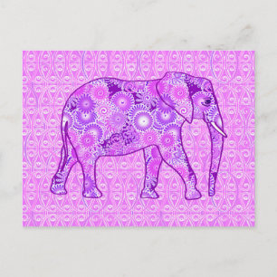 Postal elefante de remolino fractal - morado y orquídea