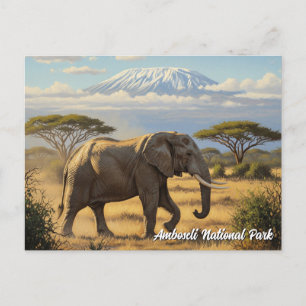 Postal Elefante del Parque Nacional Amboseli de Kenia