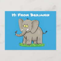 Elefante divertido y lindo con pájaro en trompa ca