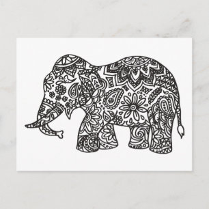 Postal Elefante Doodle