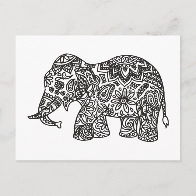Postal Elefante Doodle (Anverso)
