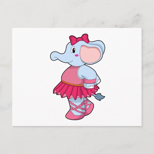 Postal Elefante en ballet con falda (Anverso)