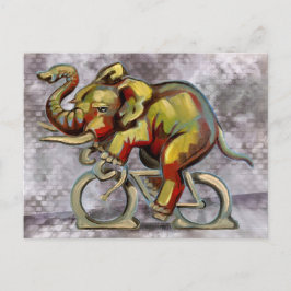 Postal Elefante En Bicicleta