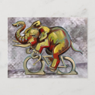 Postal Elefante En Bicicleta