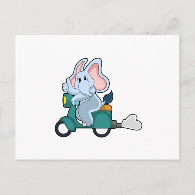 Postal Elefante en bicicleta con Scooter (Anverso)