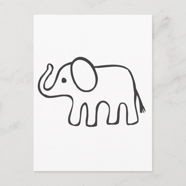 Postal Elefante en blanco y negro (Anverso)