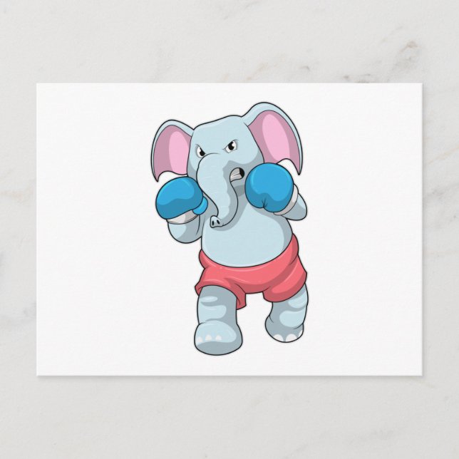 Postal Elefante en boxeo con guantes de boxeo (Anverso)