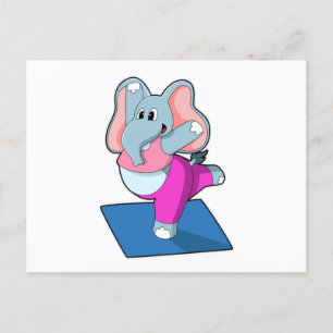 Postal Elefante en ejercicios de estiramiento de yoga en 