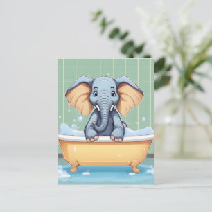 Postal Elefante en el baño