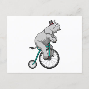 Postal Elefante en el circo con bicicleta