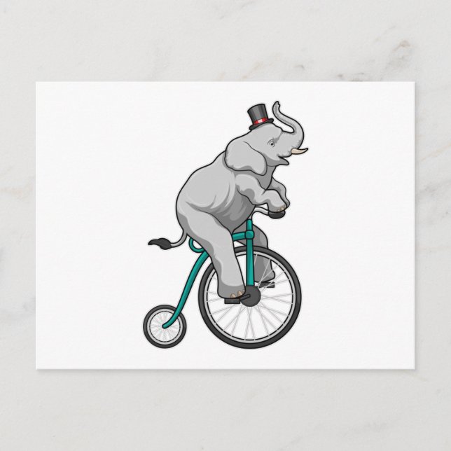 Postal Elefante en el circo con bicicleta (Anverso)