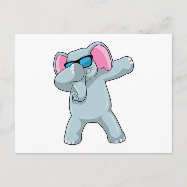 Postal Elefante en el Dab de Baile Hip Hop (Anverso)