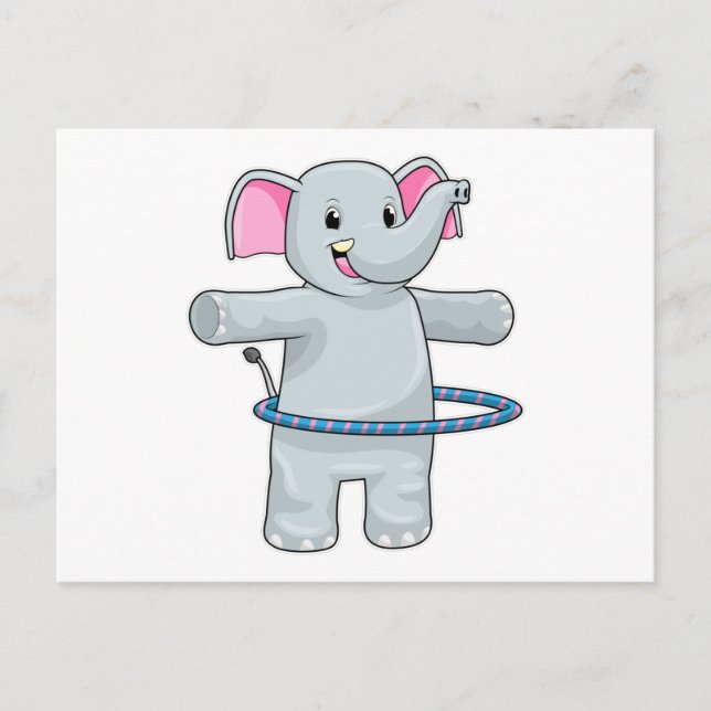 Postal Elefante en el deporte con neumáticos Fitness (Anverso)