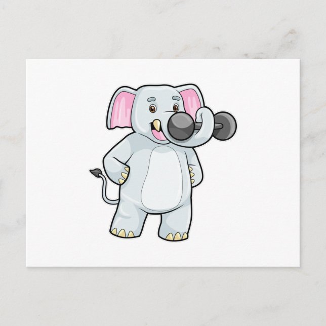 Postal Elefante en el entrenamiento Strenght con Dumbbell (Anverso)