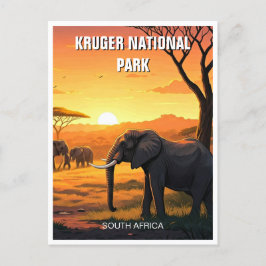 Postal Elefante en el Parque Nacional Kruger en Sudáfrica