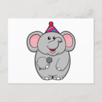 Elefante en la fiesta con micrófono