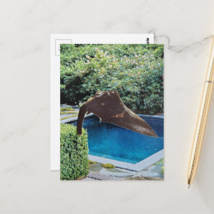 Postal Elefante en la piscina collage surreal