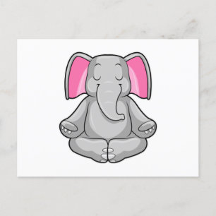 Postal Elefante en Yoga en postura de loto