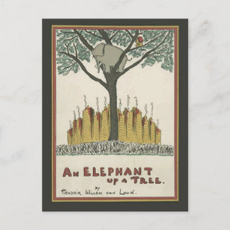 Postal Elefante encima de un árbol
