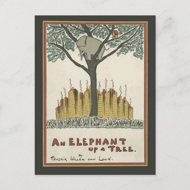 Postal Elefante encima de un árbol (Anverso)