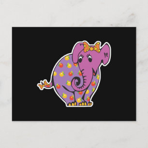 Postal elefante frutal morado
