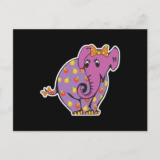 Postal elefante frutal morado (Anverso)