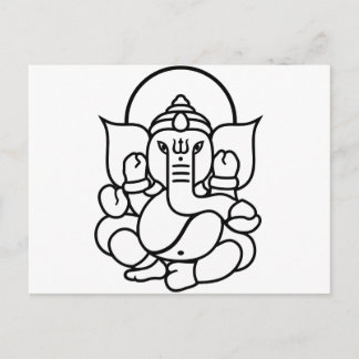 Postal Elefante Ganesha No. 3 (blanco negro)