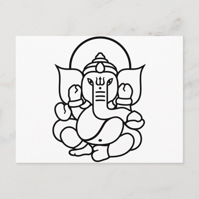 Postal Elefante Ganesha No. 3 (blanco negro) (Anverso)
