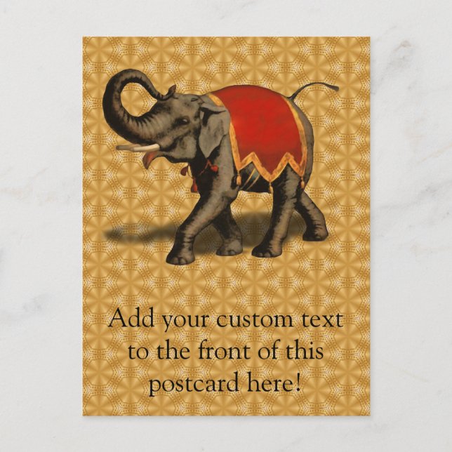 Postal Elefante indio con tela roja (Anverso)