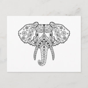 Postal Elefante inspirado en Zentangle