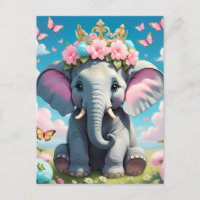 Elefante lindo con una corona de flores