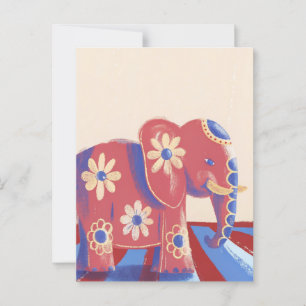 Postal Elefante lindo felicitaciones colores pastel