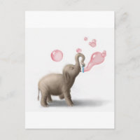 elefante lindo que sopla burbujas rosadas