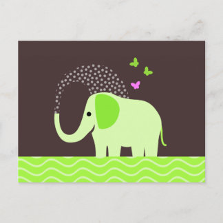 Postal Elefante lindo y mariposas
