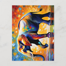 Postal Elefante majestuoso arte salvaje africano vibrante
