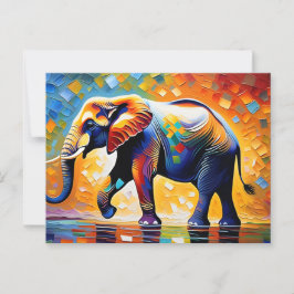 Postal Elefante majestuoso en Hues vibrantes