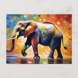 Postal Elefante majestuoso en Hues vibrantes