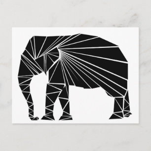 Postal Elefante negro geométrico