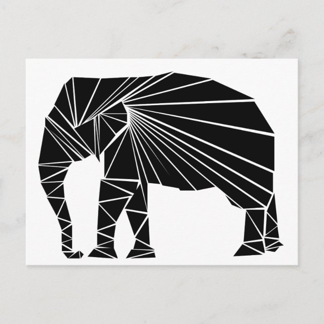 Postal Elefante negro geométrico (Anverso)