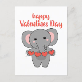 Postal Elefante Para Animales El día de San Valentín Cuto