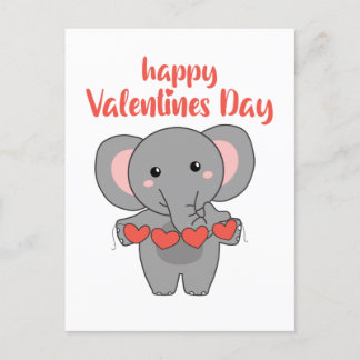 Postal Elefante Para Animales El día de San Valentín Cuto