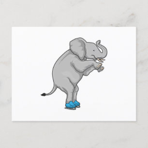 Postal Elefante Patinaje sobre hielo Patines de hielo