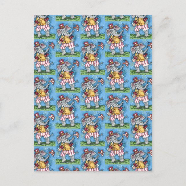 POSTAL ELEFANTE PATRIÓTICO CUIDADO ONDEANDO LA BANDERA ES (Anverso)