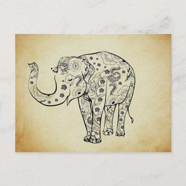 Postal Elefante Patterado (Anverso)
