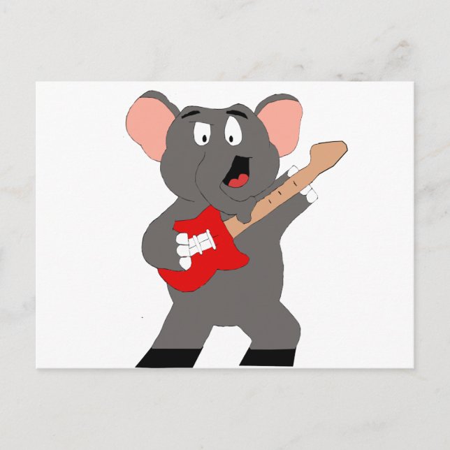 Postal Elefante personalizado con guitarra (Anverso)