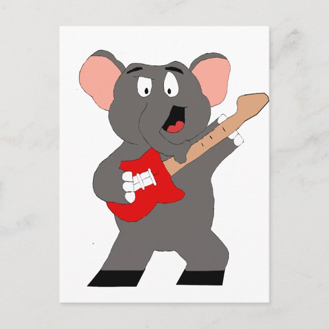 Postal Elefante personalizado con guitarra (Anverso)