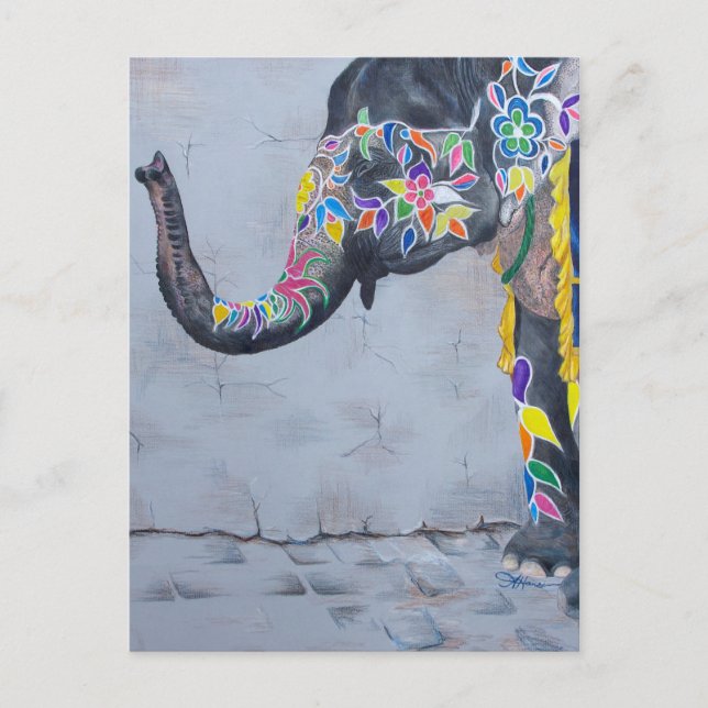 Postal Elefante pintado (Anverso)