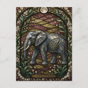 Postal Elefante Planicies Secas Illumina Vidrio Teñido