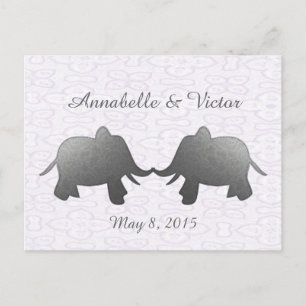 Postal elefante plateado - blanco